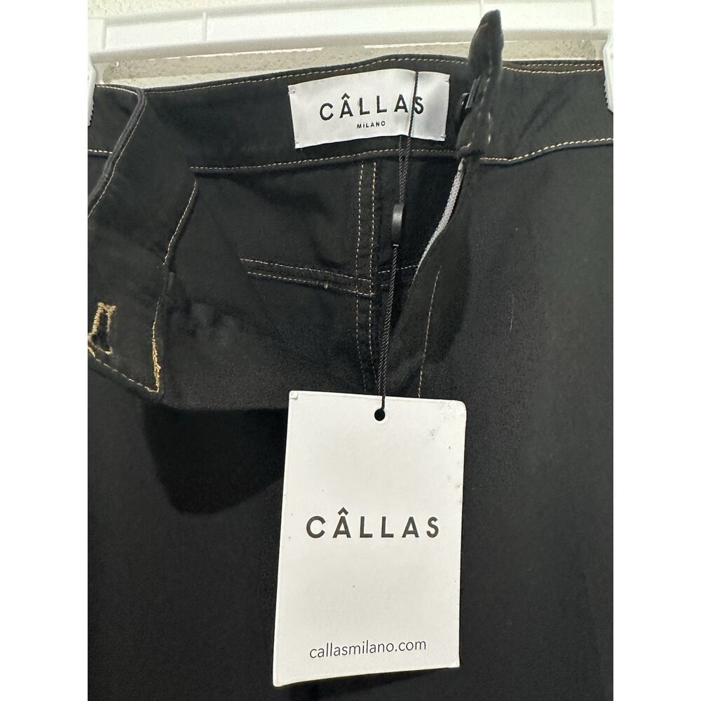 CALLAS MILANO Jane Cotton Stretch Flare Trousers - Black Size 48 USA 12 wide-leg - Picture 10 of 11
